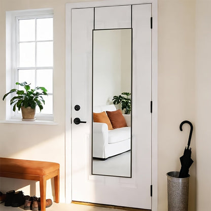 Full Length Mirror 47x14, Over the Door or Wall Mounted Hanging Mirror, Aluminum Alloy Frame, Full Body Dressing Mirror for Bedroom
