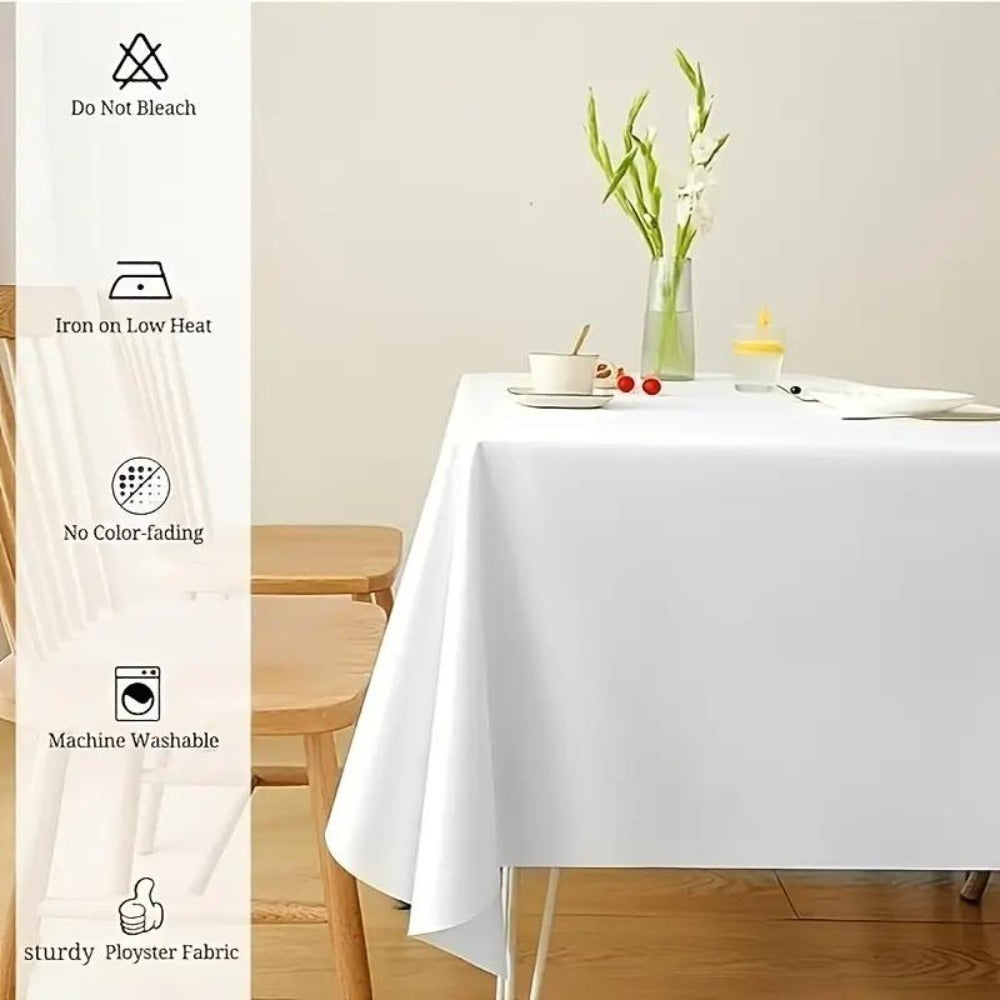 10-Pack White Rectangular Tablecloths 60x102 Inch – Washable Banquet Table Covers for Weddings, Parties & Events