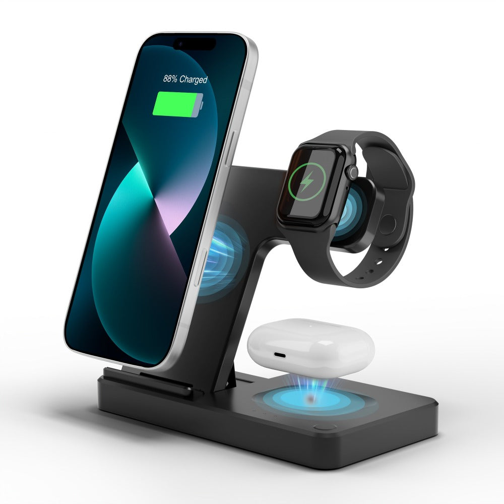 Wireless Charging Station, Foldable 3-in-1 15W MagSafe-Compatible Stand with Adapter-Option Variants for Apple Devices