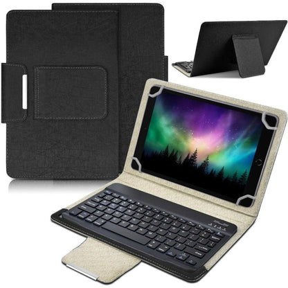 Universal Tablet Case with Wireless Keyboard 10.1 Inch, Removable Bluetooth Keyboard, PU Leather Folio Cover