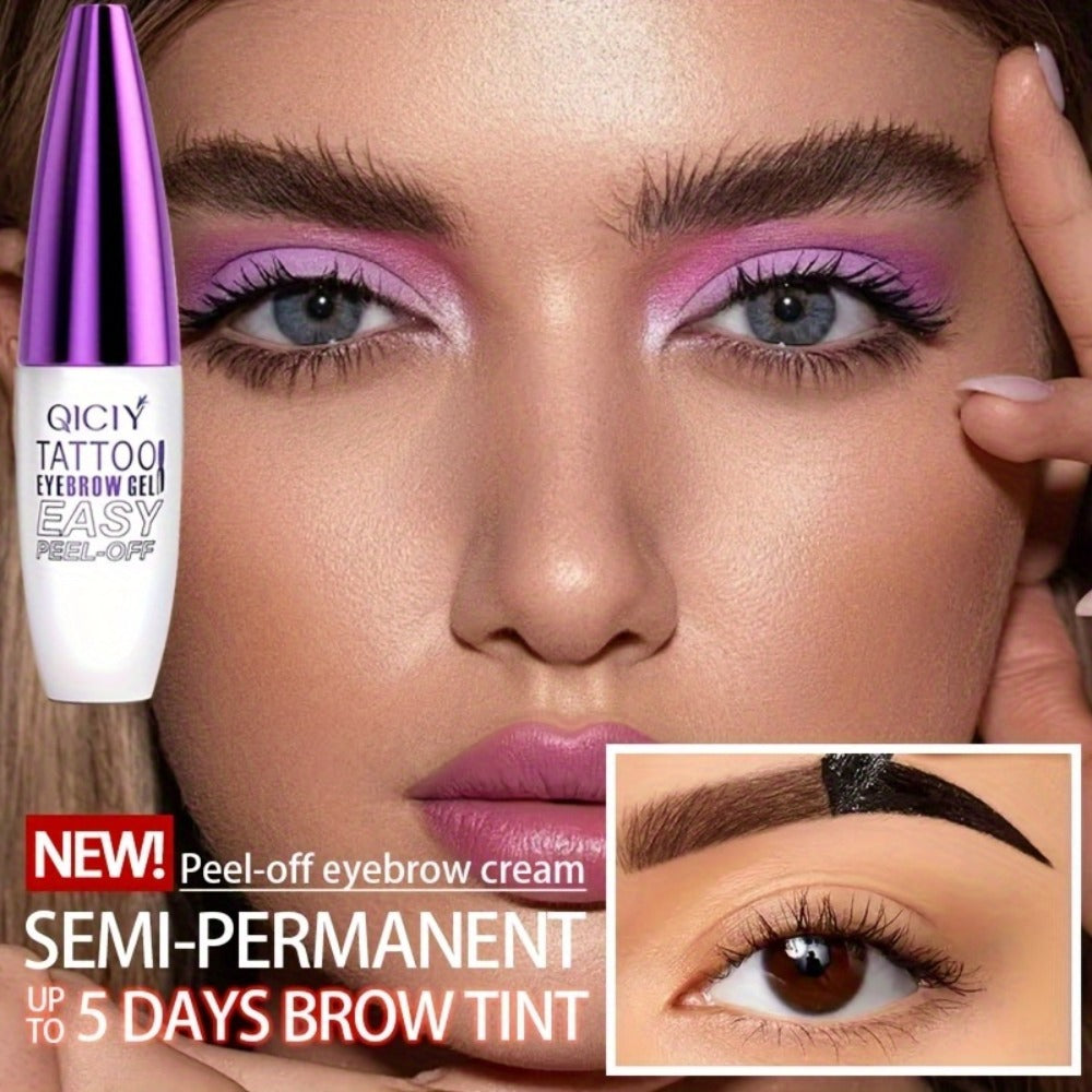 Eyebrow Tint Gel 4-Pack Semi-Permanent Tattoo Brow Gel Peel-Off, with Plant-Based Squalane, 4 Shades for All Skin Types