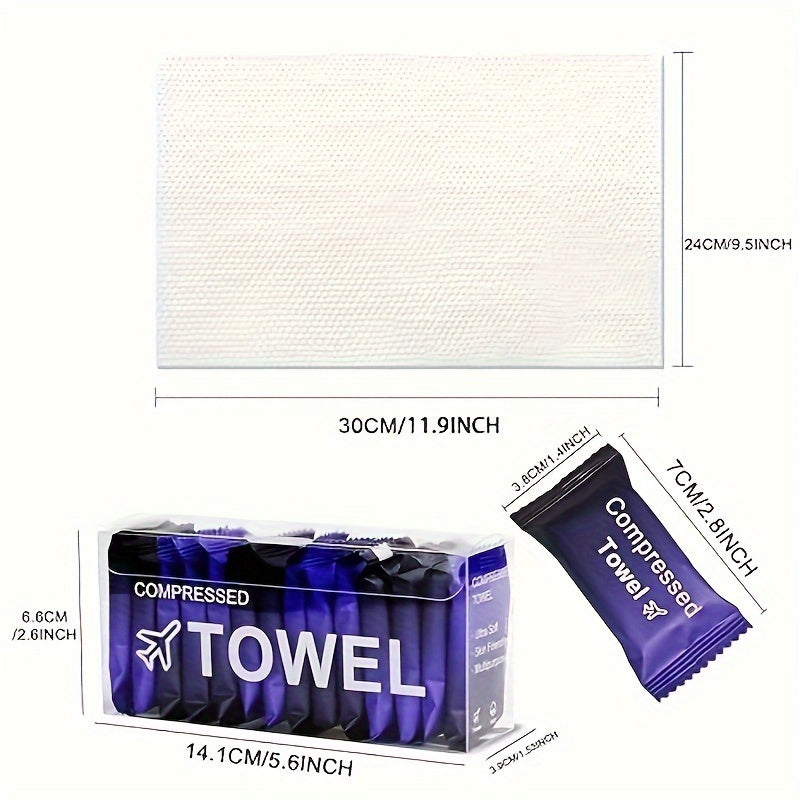 Compressed Towel Tablets 28 Pack – Disposable Magic Coin Tissue, Expandable Face Towel 11.8x9.4 Inch, Individually Wrapped Portable Paper