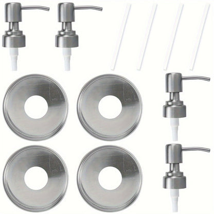 Mason Jar Soap Dispenser Pump Lids 4 Pack – 304 Stainless Steel Regular Mouth Mason Jar Pump Replacement, Leakproof Gasket