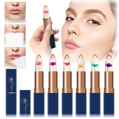 Flower Shaped pH Lip Balm Set 6pcs Individually Wrapped – Color Changing Transparent to Pink Tint, 6 Flavors Deep Moisturizing