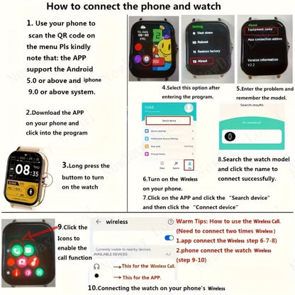 Smart Watch 1.83-Inch Full Touch Display with Wireless Calling, 180mAh Battery and Three-Strap Set