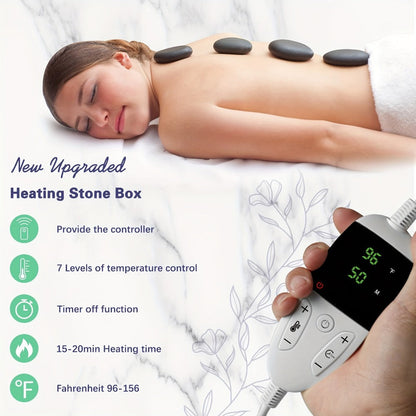 Basalt Hot Stone Massage Kit 20Pcs with Temperature Control Heater – Professional Spa Therapy Set for Full