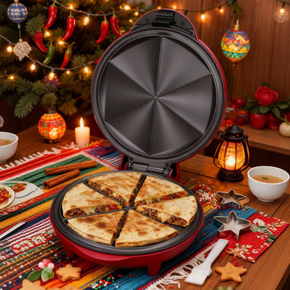 Electric Quesadilla Maker 9.5 Inch, Grilled Cheese Machine, Extra Stuffing, Easy 6-Wedge Slice, Feet