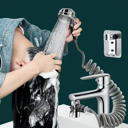 Handheld Shower Head Kit with Hose Bracket Diverter Faucet Adapter High Pressure Portable for Entryways, Bedrooms and Living Spaces