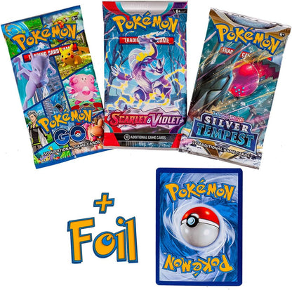 Pokemon TCG 3 Pack Booster Bundle with Foil Card, 3 Random Packs + 1 Individually Packed Foil Card