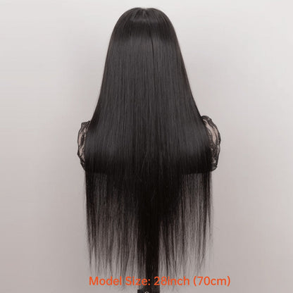 Glueless Straight Human Hair Wig 4x4 Lace Closure Pre-Plucked Natural Hairline Versatile Parting Natural Black 12-28 Inch Women No Glue