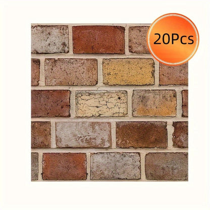 Twenty-Piece Vintage Brick and Stacked-Stone Wall Tile Sticker Set in Pattern 579, 566 or 576