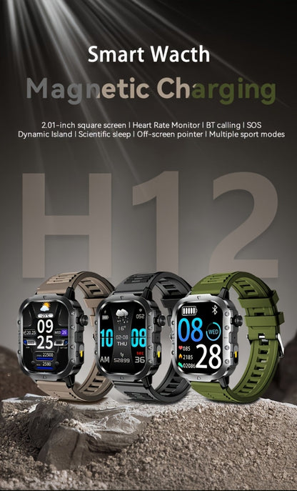 Smartwatch Illumination Light K33 Khaki – Full Touch, 100+ Sport Modes, Wireless Calling, Music Playback, Remote Camera, Weather