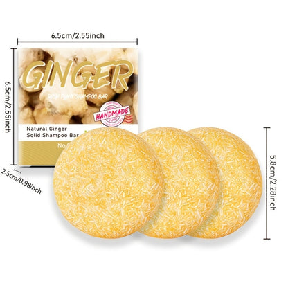 Ginger Shampoo Bar 3pcs × 60g – Natural Handmade Solid Shampoo Bar, Sulfate-Free, Paraben-Free & Vegan | Scalp Stimulating Ginger Formula