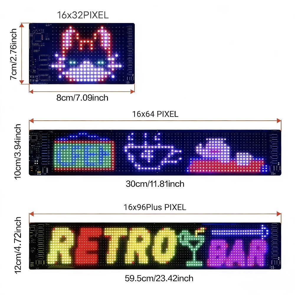 Programmable LED Sign Large Flexible Matrix Panel, App-Controlled Text & Animation, Music Rhythm Display
