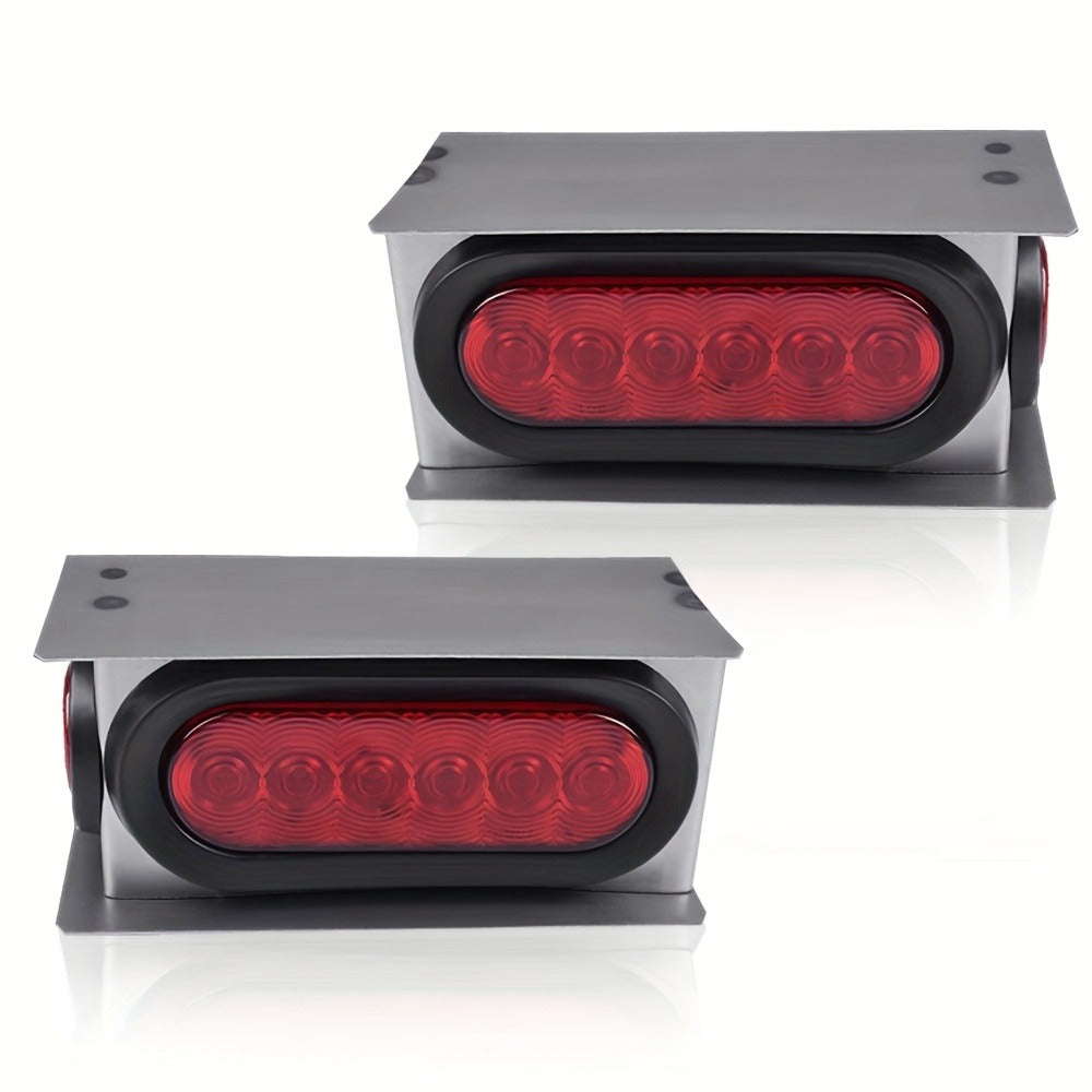 LED Trailer Tail Lights Kit – 6-Inch Oval Rear Lights with Metal Light Box & 2-Inch Amber Round Marker Lights