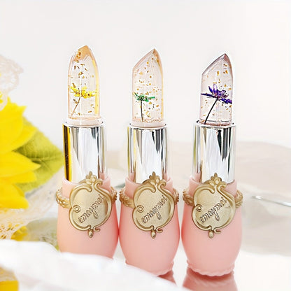 Lip Balm emaymei 6-Piece Flower Jelly Stick Set with Clear Gloss Texture and Pink Gift Box