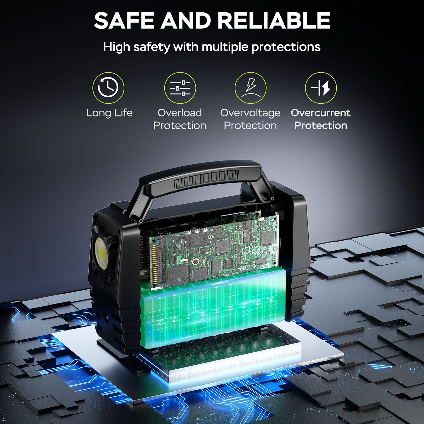 Portable Power Station 155Wh or 222Wh Configurations with AC Outlet, USB Ports, LED Light and Solar Option