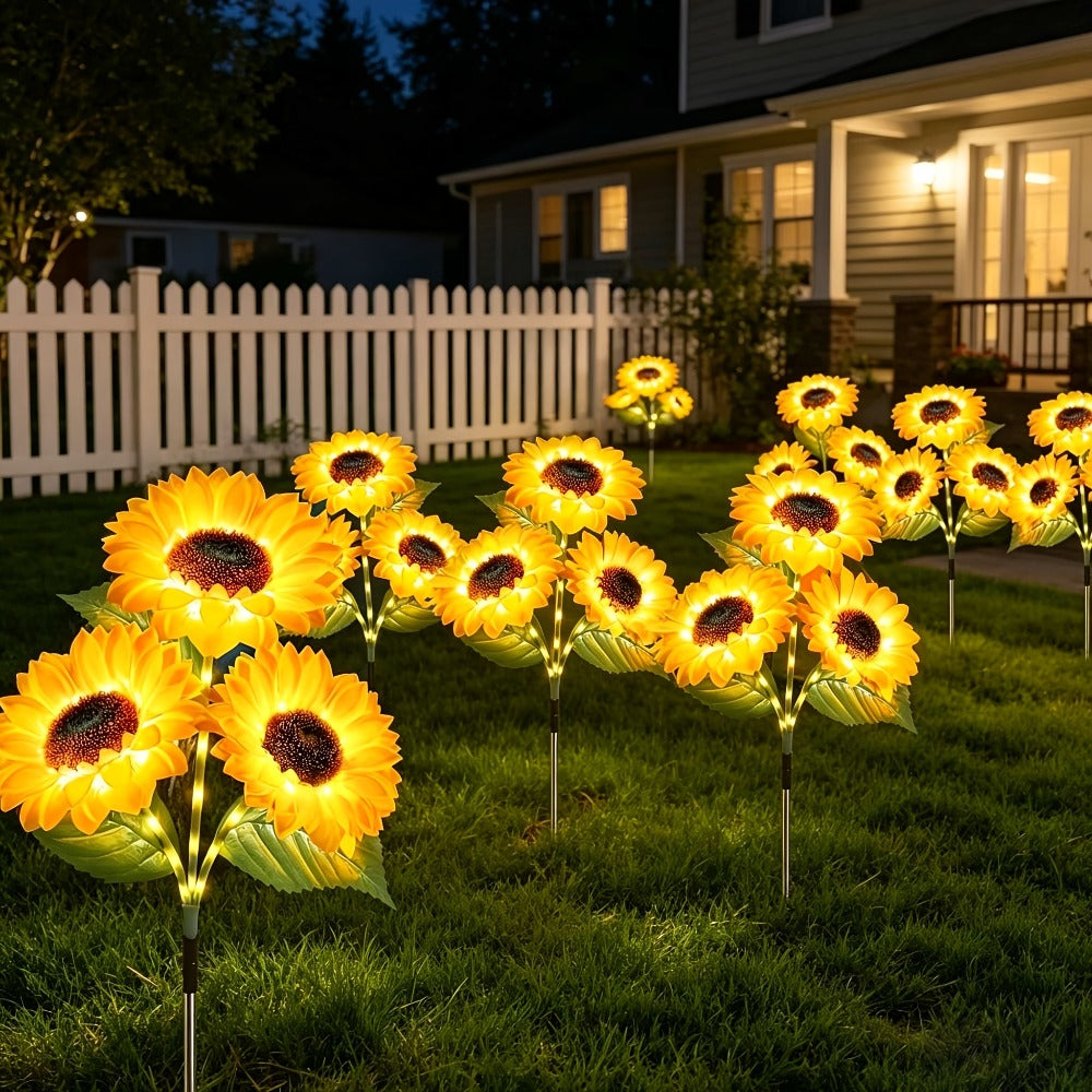 Solar Garden Lights Sunflower Stake Lanterns, IP44 with 1- or 2-Piece configurations Options for Lawn Decor