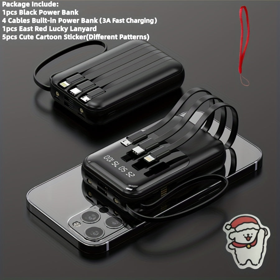 10000mAh Mini Power Bank 4 Built-In Cables Ultra-Bright LED Digital Display for an Everyday Personal Care Routine