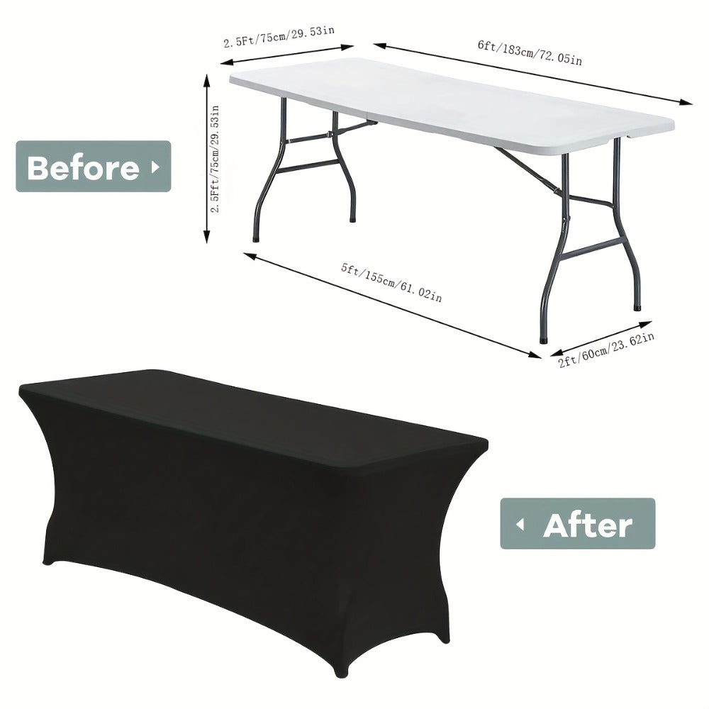 Tablecloth Fitted Stretch Cover Bulk Pack for 6-Foot Rectangle Tables in 6, 12 or 24 Pieces