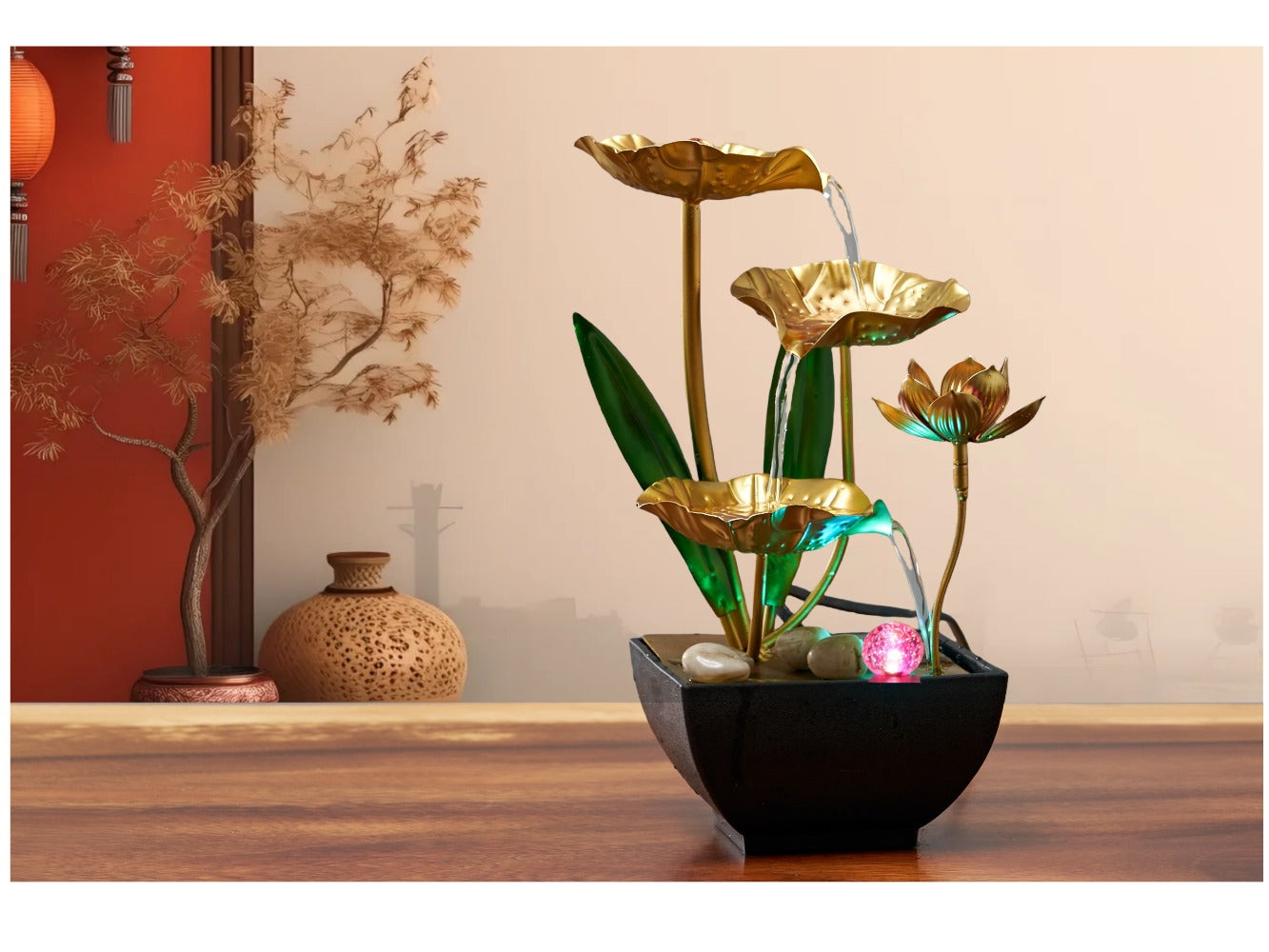 Indoor Tabletop Fountain Desktop Water Feature, Small Relaxing Flowing Water Fountain for Living Room