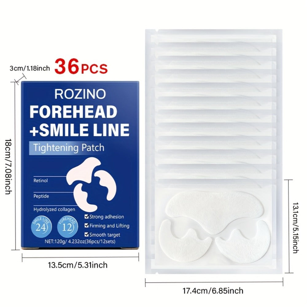 Retinol Peptide Face Patches 36pcs Anti-Wrinkle Hydrolyzed Collagen Lifting Treatment for Forehead & Smile Lines