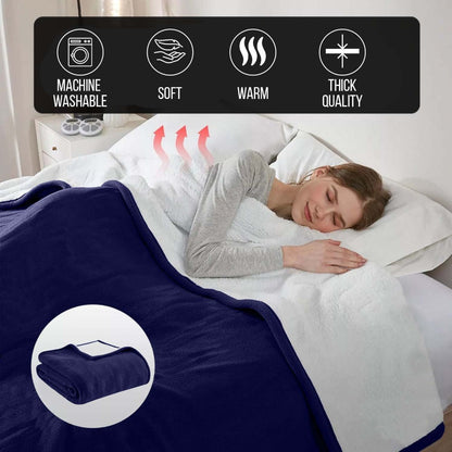 480GSM Sherpa Fleece Blanket, Double-Sided Heavy Throw for Couch, Bed & Travel, Reversible All Season