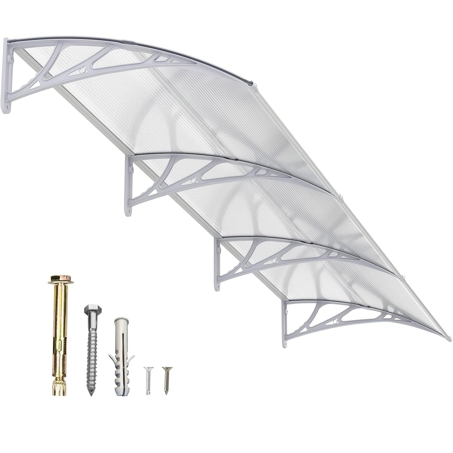 Polycarbonate Window Awning Door Canopy - UV Rain Snow Sun Protection Overhang for Doorways, Patio & Windows
