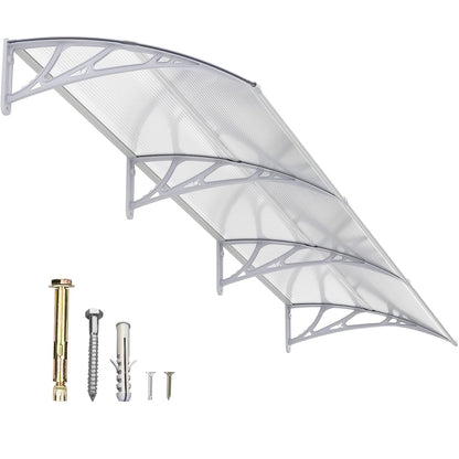 Polycarbonate Window Awning Door Canopy - UV Rain Snow Sun Protection Overhang for Doorways, Patio & Windows