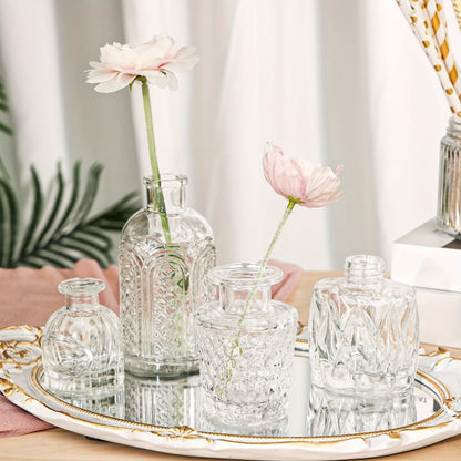 Glass Bud Vases Set of 64 Small Clear Flower Vases for Centerpieces Wedding Table Decor Rustic Vintage Home Decoration Multi-Size Mini Vase