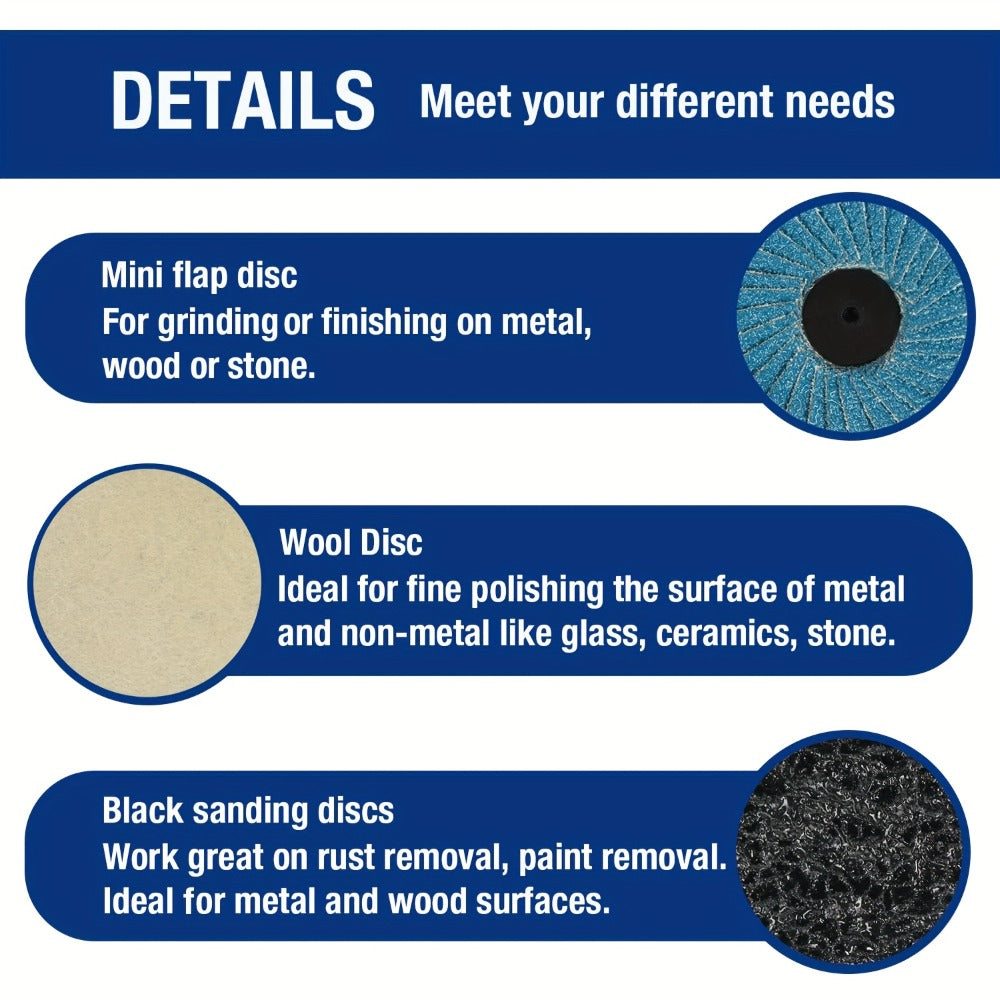 108pcs 2 Inch Sanding Discs Set with 1/4" Holder, Roloc Quick-Change Surface Conditioning Discs for Die Grinder
