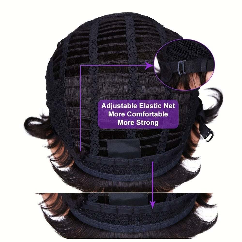 Synthetic Wig 12-Inch Short Wavy Style in Black, Dark Brown, Reddish Brown or Deep Red for Parties