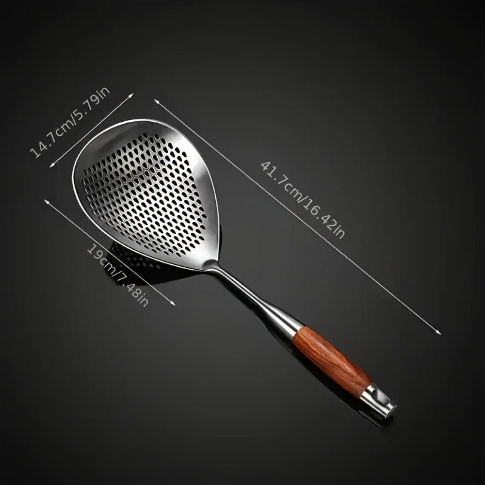 Stainless Steel Slotted Spoon Large Cooking Spoon for Frying Hot Pot Draining Serving for Home Cooking, Dining and Outdoor Meals