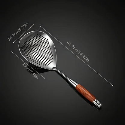 Stainless Steel Slotted Spoon Large Cooking Spoon for Frying Hot Pot Draining Serving for Home Cooking, Dining and Outdoor Meals