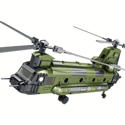 Chinook Helicopter Building Blocks Set 1622 Pcs – US Military CH-47 Transport Helicopter MOC Model Kit Adults Teens Aviation Military Fan