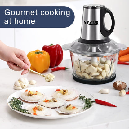 Electric Food Chopper with 2 Bowls & Dual-Level Blades, Mini Food Processor for Grinding Meat Chopping Nuts Salad Prep