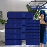 16pcs navy blue bath towel set