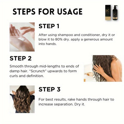 Curl Defining Cream and Detangling Brush Set by KALISPRO with One or Two 300ml Pump Bottles