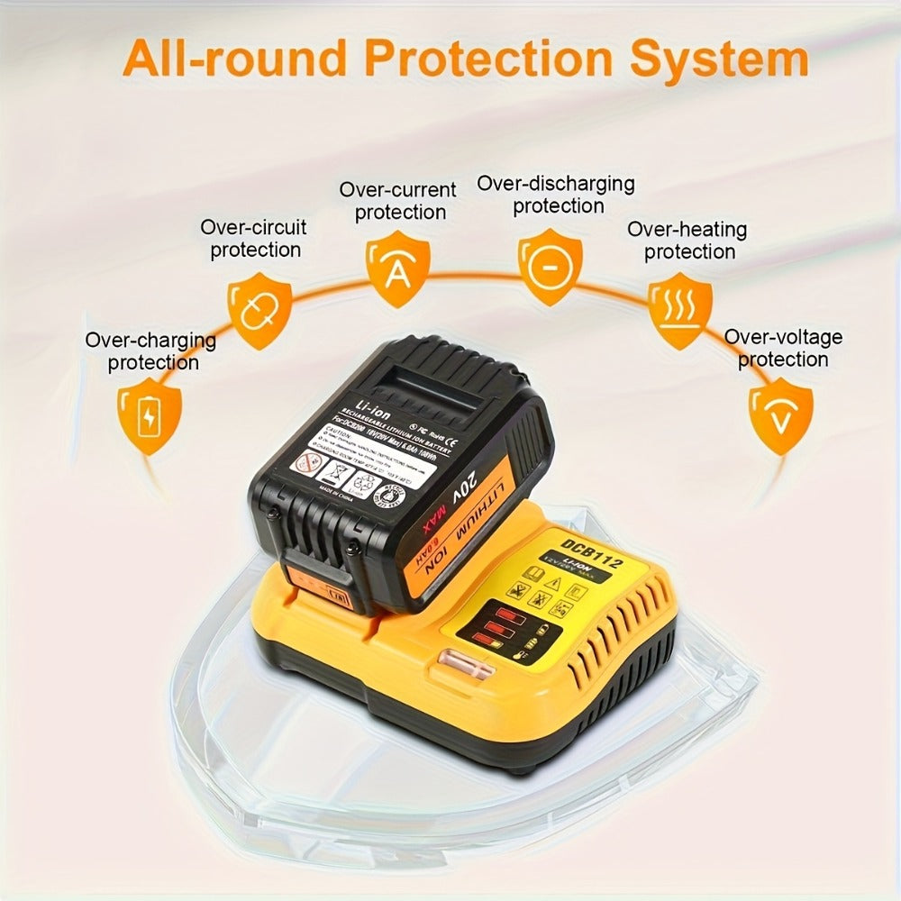 Fast Battery Charger for DeWalt 12V 20V 60V MAX Compatible with DCB120 DCB126 DCB200 DCB201 for Entryways, Bedrooms and Living Spaces