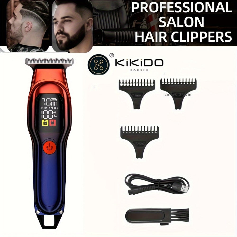 Hair Clippers & Trimmers KIKIDO KK-A2 T-Blade Model with LCD Display, USB Charging and Three Guide Combs