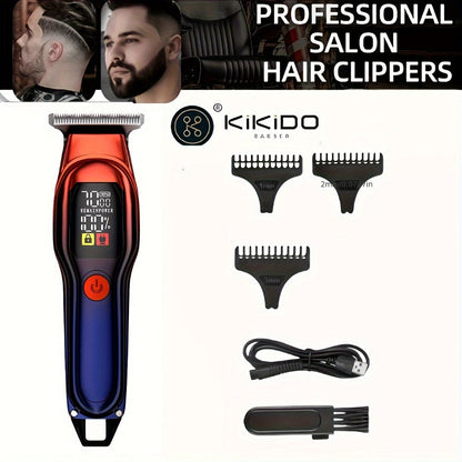 Hair Clippers & Trimmers KIKIDO KK-A2 T-Blade Model with LCD Display, USB Charging and Three Guide Combs