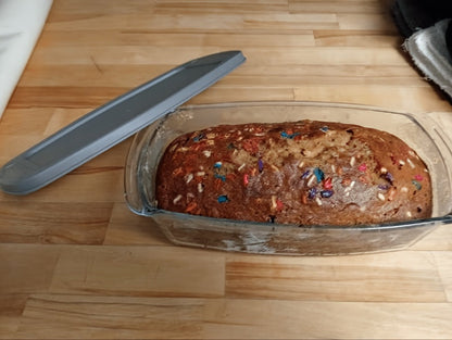 Glass Baking Dish with Lid, 1.9 Qt Rectangular Glass Loaf Pan with Handles, Oven & Airtight Food Storage Container