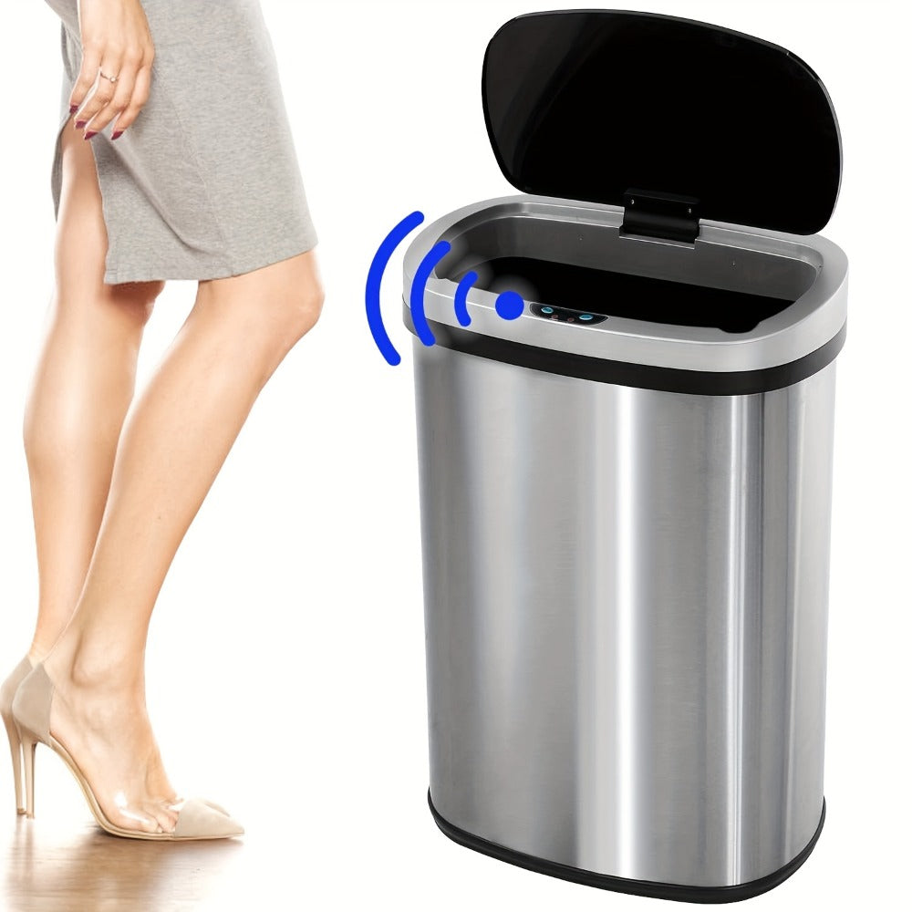 Motion Sensor Trash Can with 13-Gallon Label and Plastic or Steel Finish Options in Six Colors