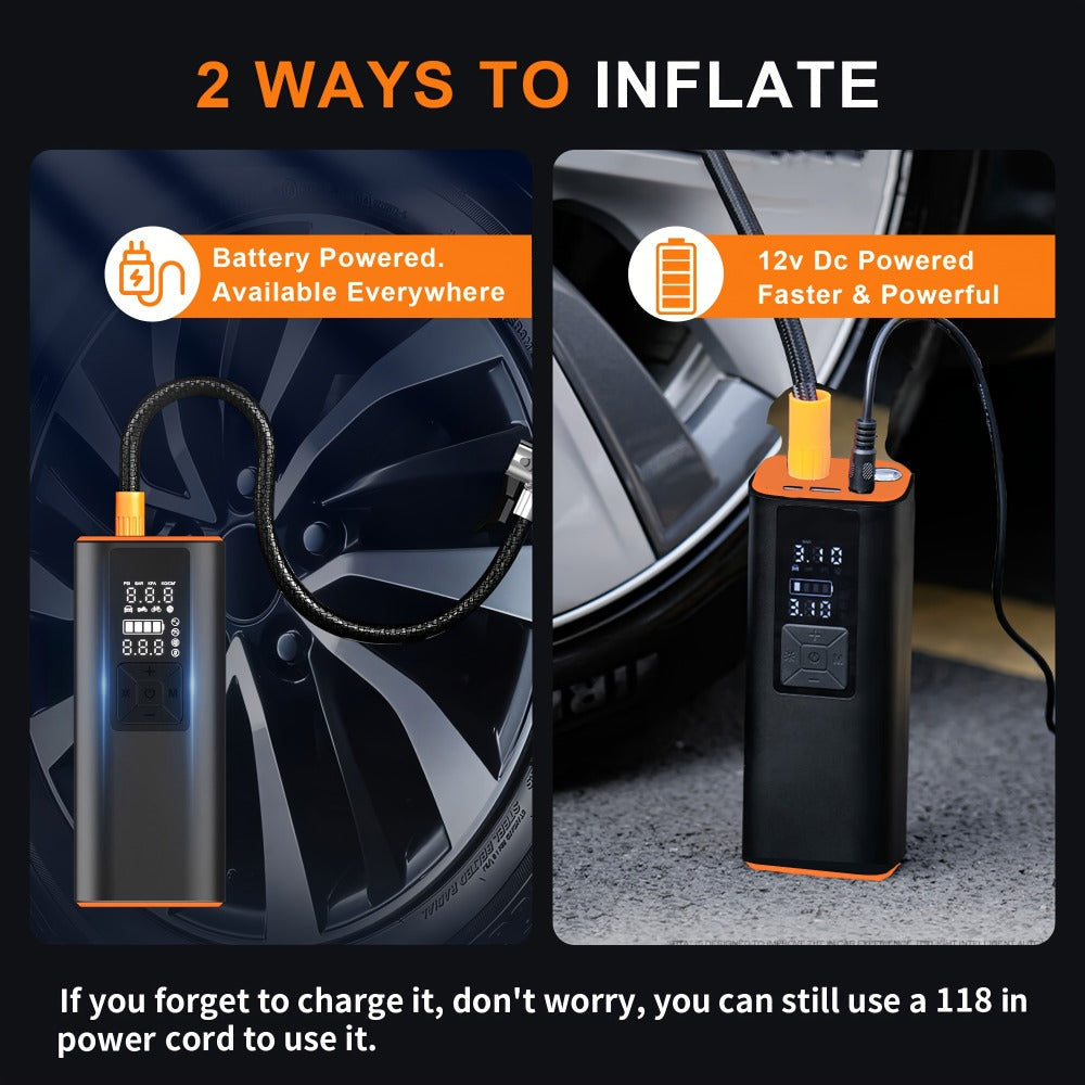 150 PSI Cordless Tire Inflator with 6000mAh Battery, Digital Pressure Gauge, LED Light and USB-C Charging