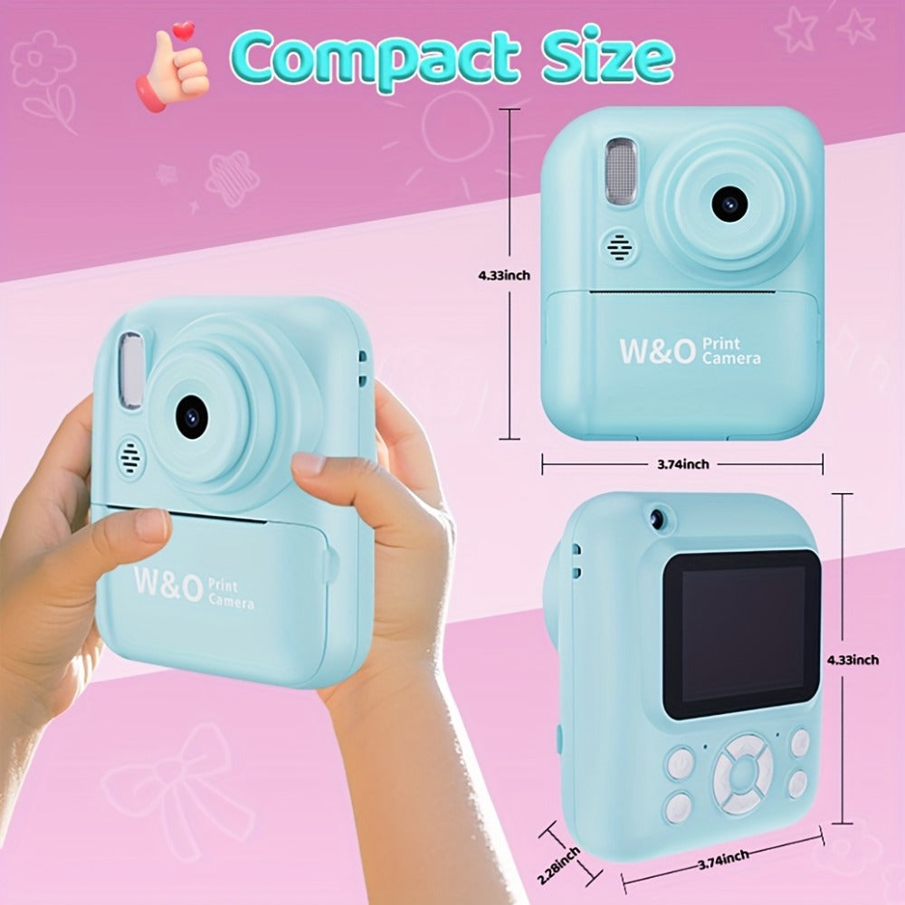 Kids Instant Print Digital Camera 1080P with 2.4" Screen, 3 Rolls Print with the Listed Color, Size or Set Options for Everyday Use