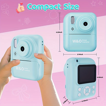 Kids Instant Print Digital Camera 1080P with 2.4" Screen, 3 Rolls Print with the Listed Color, Size or Set Options for Everyday Use