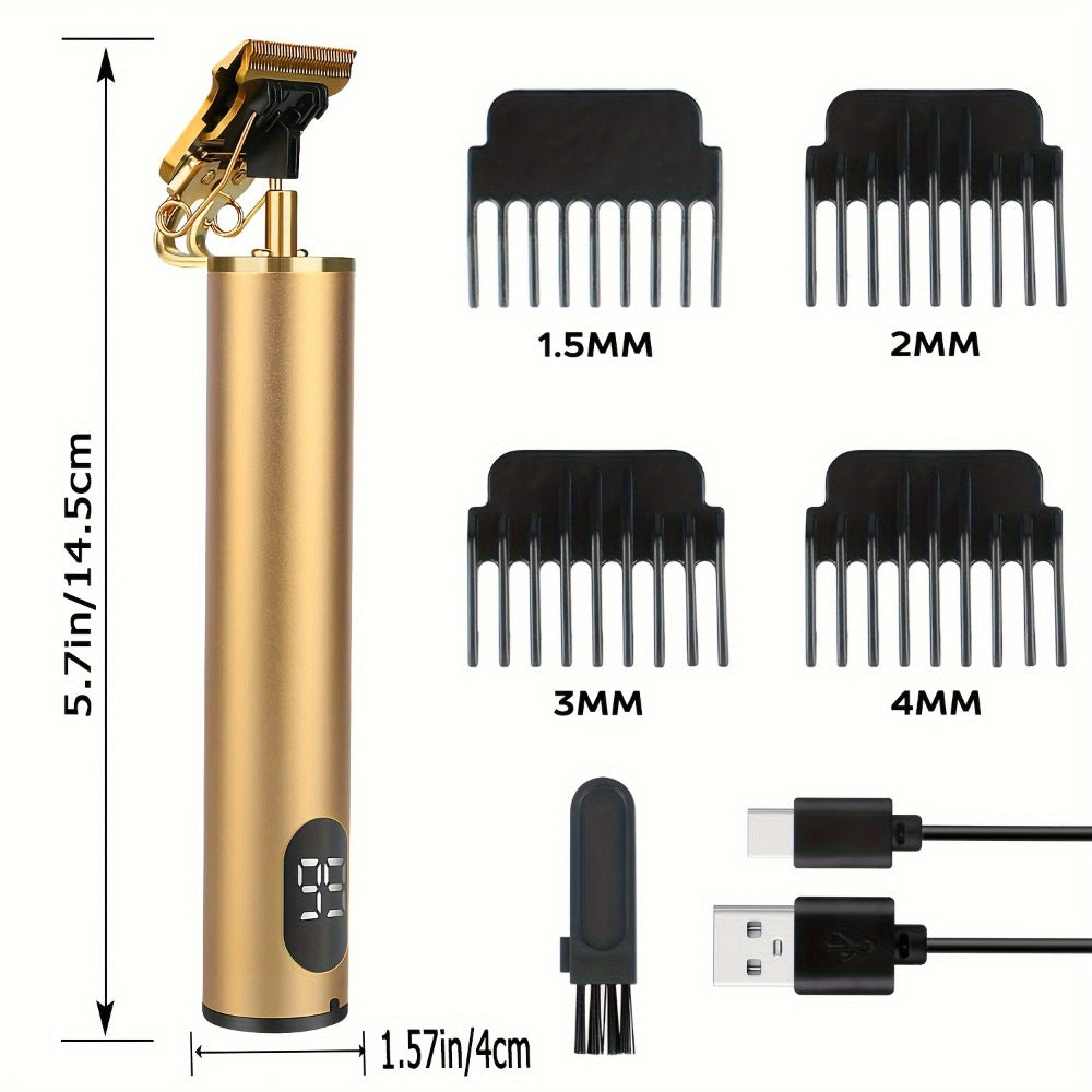 T-Blade Trimmer for Men Cordless Rechargeable – Nano Titanium Alloy Blades LED Display 4 Guide Combs 1.5-4mm