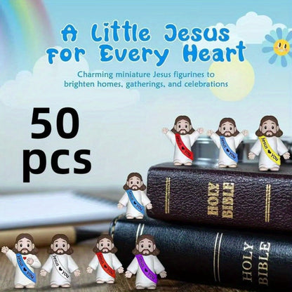 Mini Christian Statues Bulk 50pcs God Bless You Colorful Crosses Vintage Religious Figurines for Entryways, Bedrooms and Living Spaces