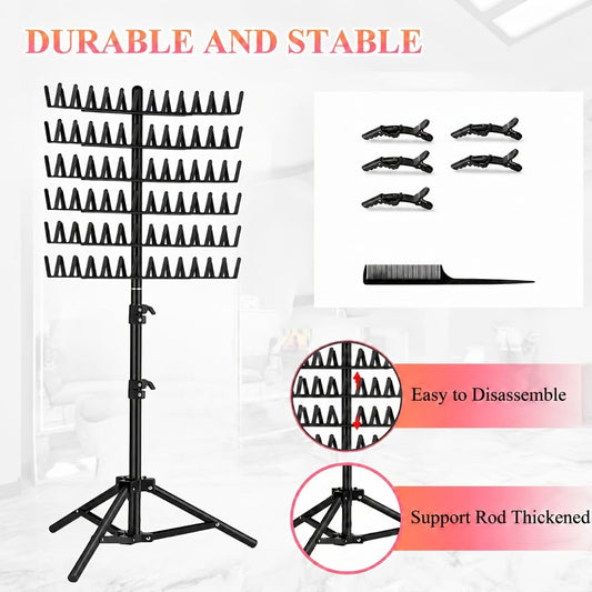 144 Peg Hair Extension Rack Freestanding Organizer with Divider Separator – Standing Braiding Hair Holder Display Stand for Salon Home