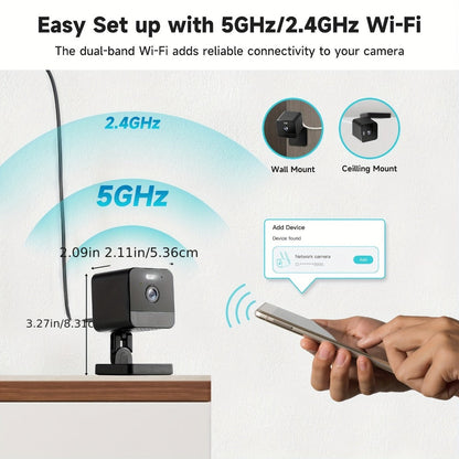 Indoor Security Camera 4-Pack with Dual-Band WiFi, Color Night Vision, Two-Way Audio and Multiple Storage Options